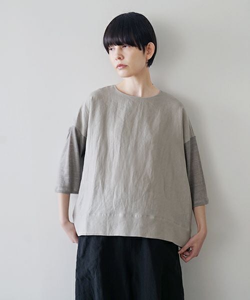  Mochi モチ panel bulky tee blouse [frosty gray] ms26-b-01
