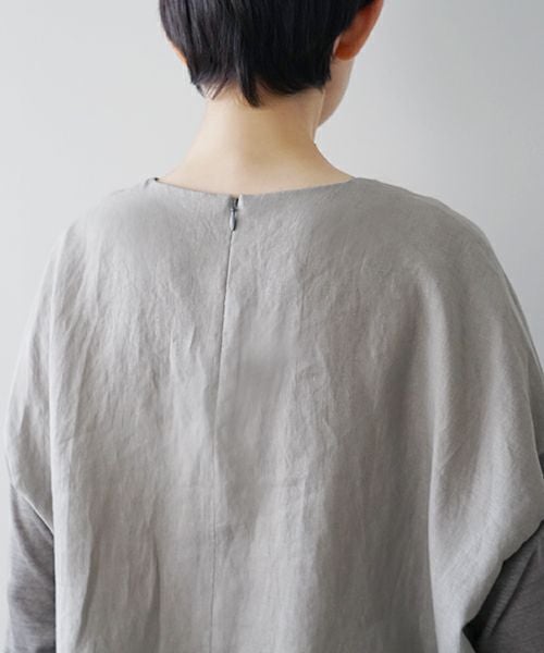  Mochi モチ panel bulky tee blouse [frosty gray] ms26-b-01