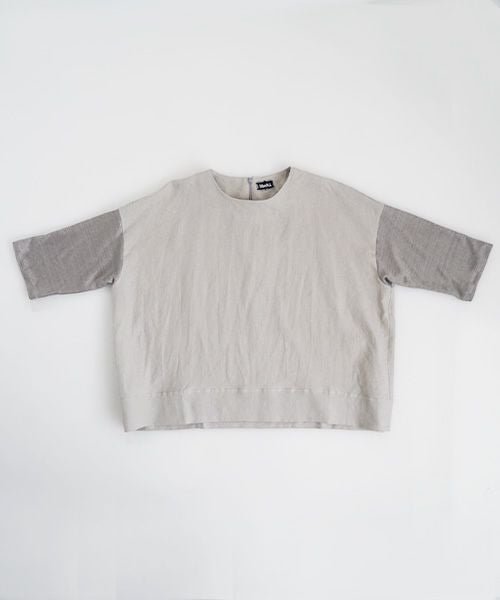  Mochi モチ panel bulky tee blouse [frosty gray] ms26-b-01