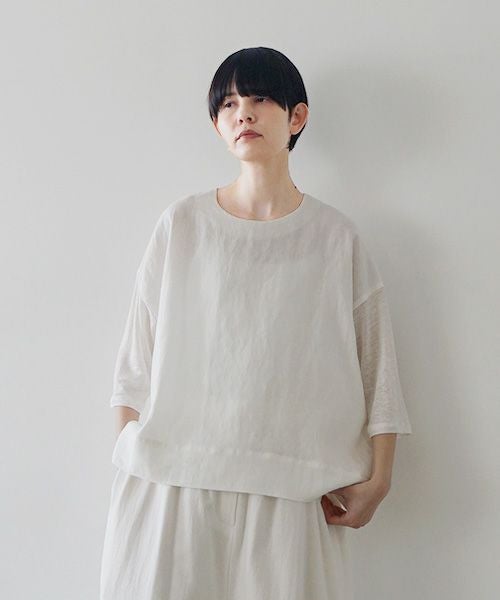 Mochi モチ panel bulky tee blouse [off white] ms26-b-01