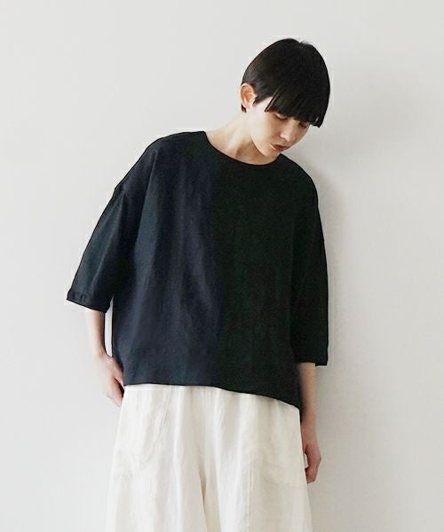 Mochi モチ panel bulky tee blouse [black] ms26-b-01