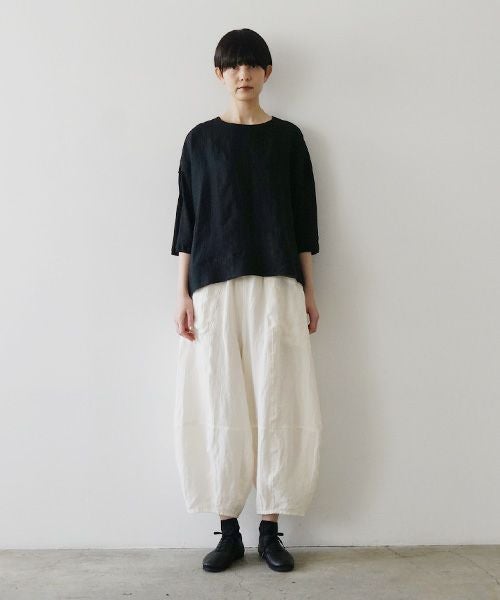 Mochi モチ panel bulky tee blouse [black] ms26-b-01