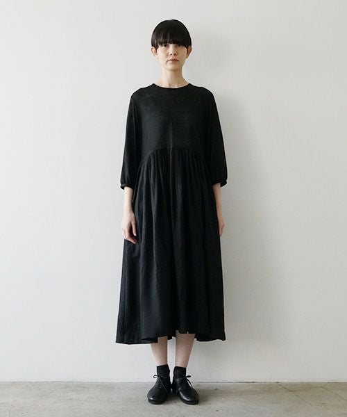 Mochi モチ panel tuck dress [black]ms22-op-05