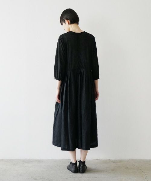 Mochi モチ panel tuck dress [black]ms22-op-05