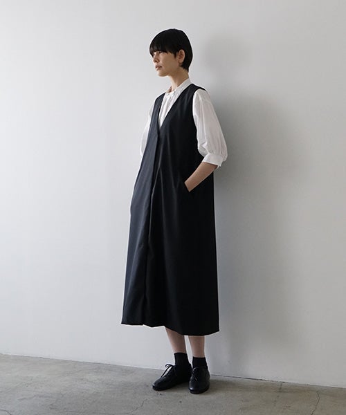 Mochi / モチvest dress [black]ma21-op-04