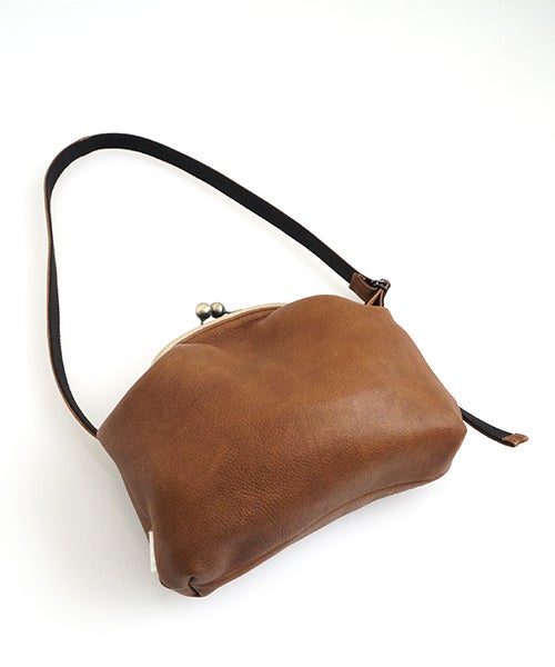 macromauro マクロマウロ<br>DEER LEATHER GANMA MINI [brown]<br>ディアレザー ガンマミニ がま口ショルダーバッグ