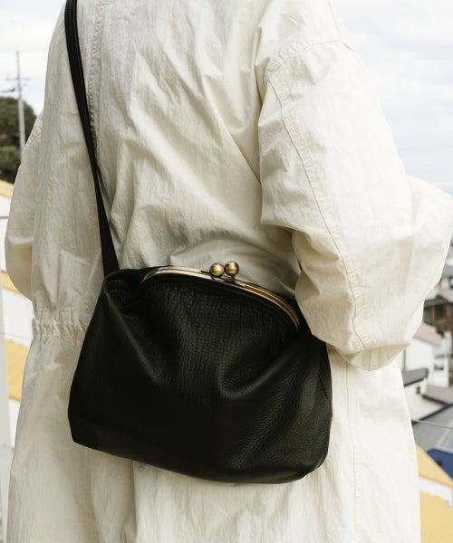macromauro マクロマウロDEER LEATHER GANMA MINI [black]ディアレザーガンマミニ がま口ショルダーバッグ