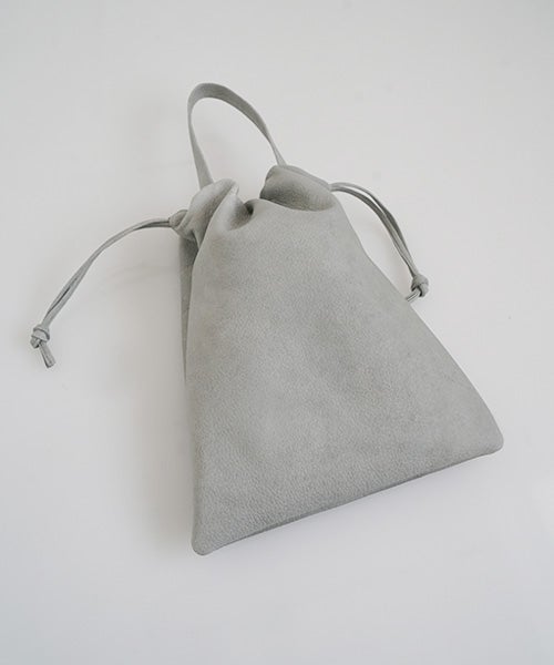 Mochiモチdrawstring bag (m) [green gray/ma-pro-01]鹿革 巾着バッグ 