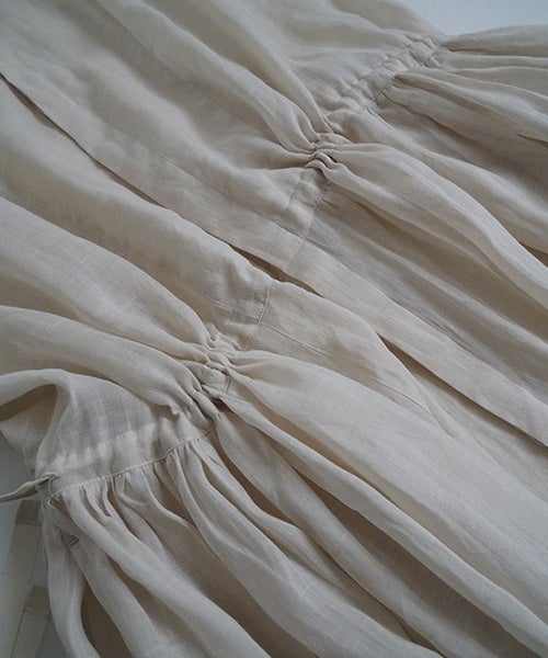 suzuki takayukiスズキタカユキband-sleeve dress [S261-23/mist white］バンドスリーヴドレス