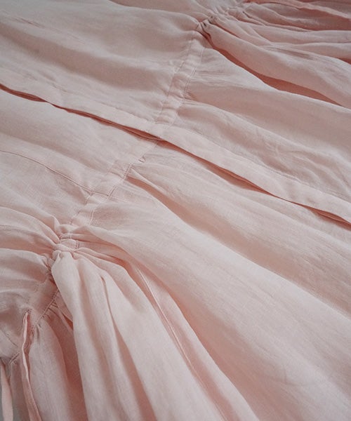  suzuki takayukiスズキタカユキband-sleeve dress [S261-23/pale peach blossom］バンドスリーヴドレス 