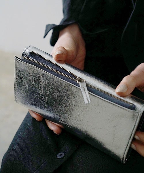 Mochiモチlong wallet (ma-pro-09 /silver)鹿革/ロングウォレット