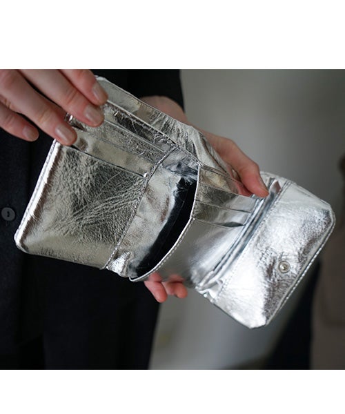  Mochiモチtrifold wallet (silver/ma-pro-28)鹿革 3つ折り財布