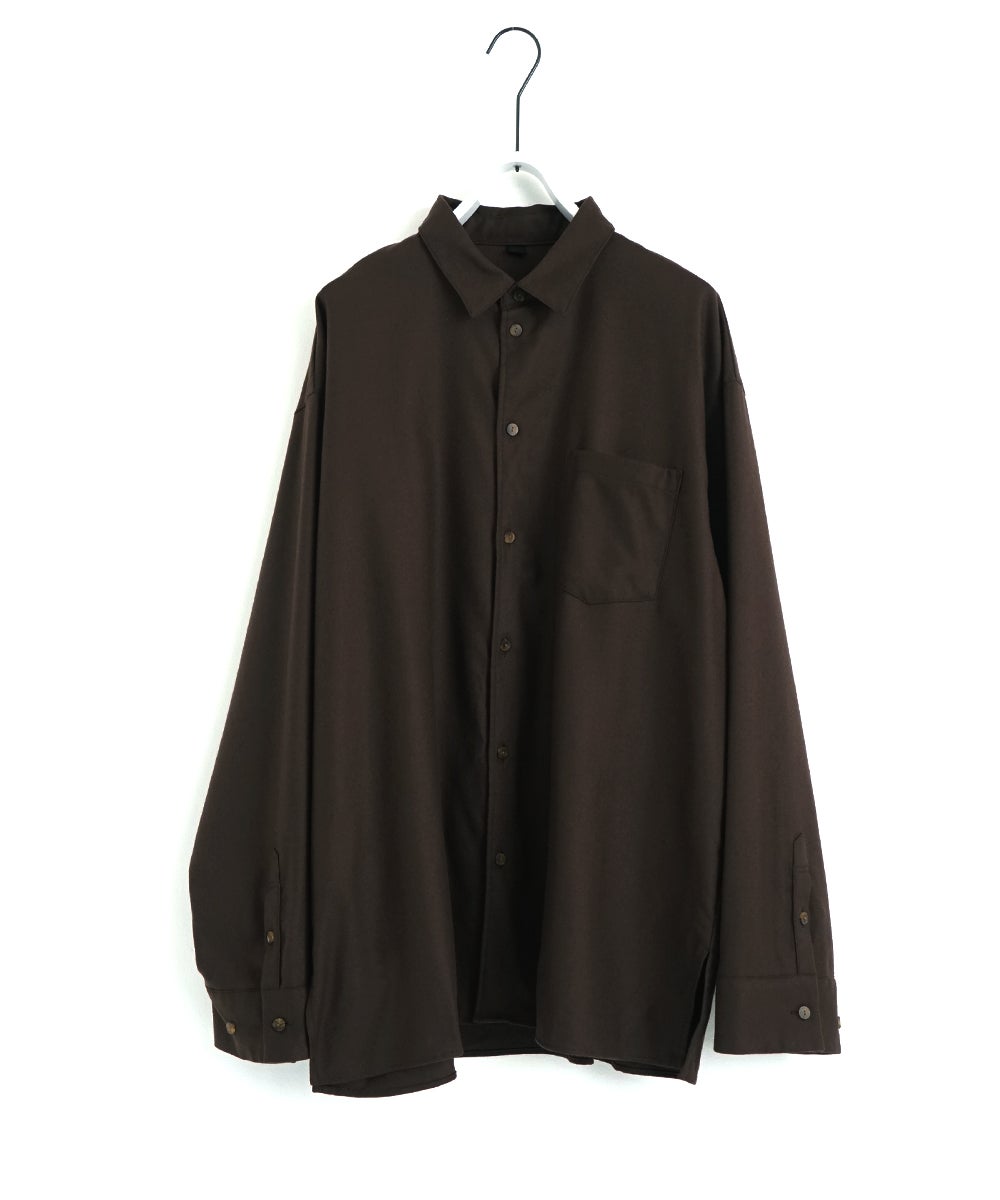 VUm ウール圧縮フラノ ワイドシャツ DARK BROWN