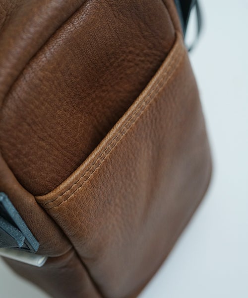  macromauro マクロマウロDEER LEATHER BOX BAG S BROWN