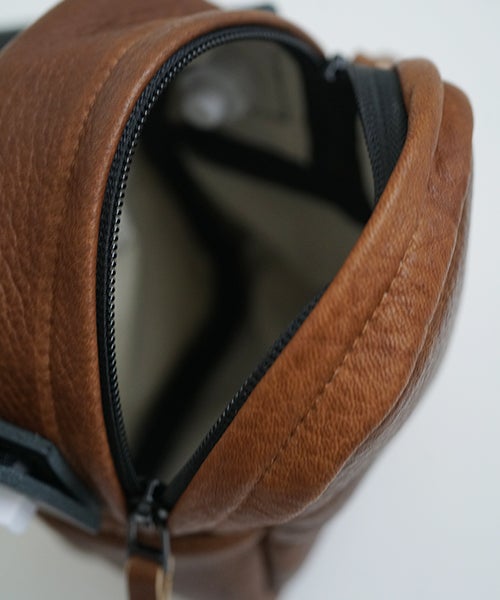  macromauro マクロマウロDEER LEATHER BOX BAG S BROWN
