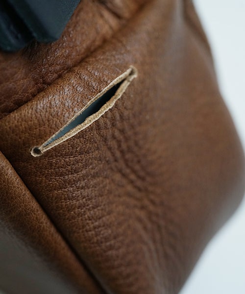  macromauro マクロマウロDEER LEATHER BOX BAG S BROWN