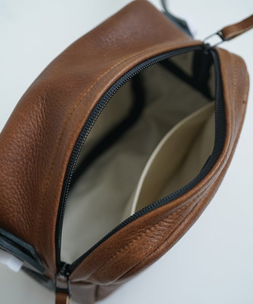  macromauro マクロマウロDEER LEATHER BOX BAG L BROWN