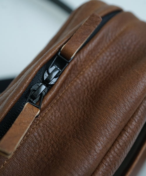  macromauro マクロマウロDEER LEATHER BOX BAG L BROWN