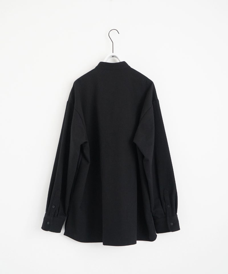 VUm wide stand collar shirts COTTON WOOL / BLACK vu-sht-008