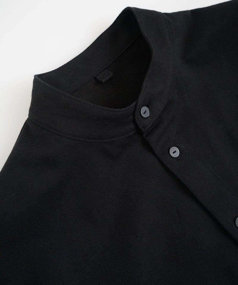 VUm wide stand collar shirts COTTON WOOL / BLACK vu-sht-008