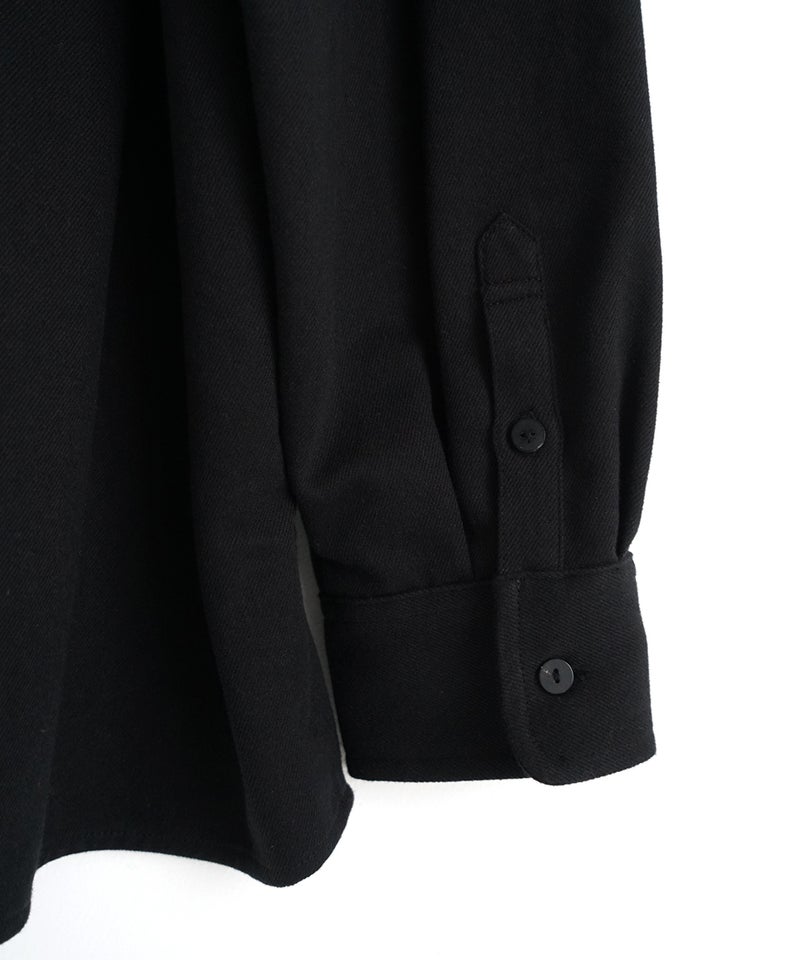 VUm wide stand collar shirts COTTON WOOL / BLACK vu-sht-008