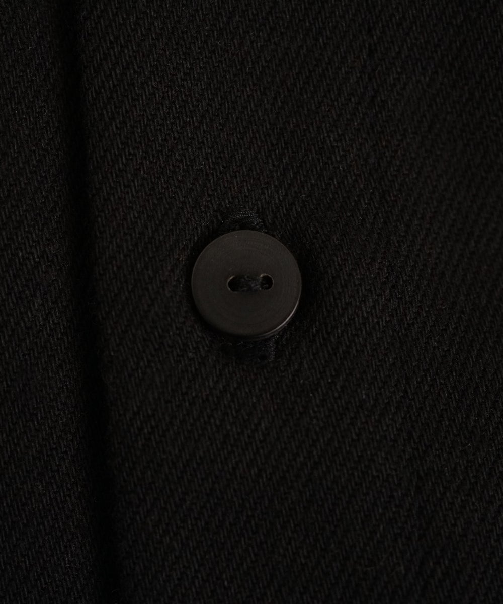 VUm wide stand collar shirts COTTON WOOL / BLACK vu-sht-008