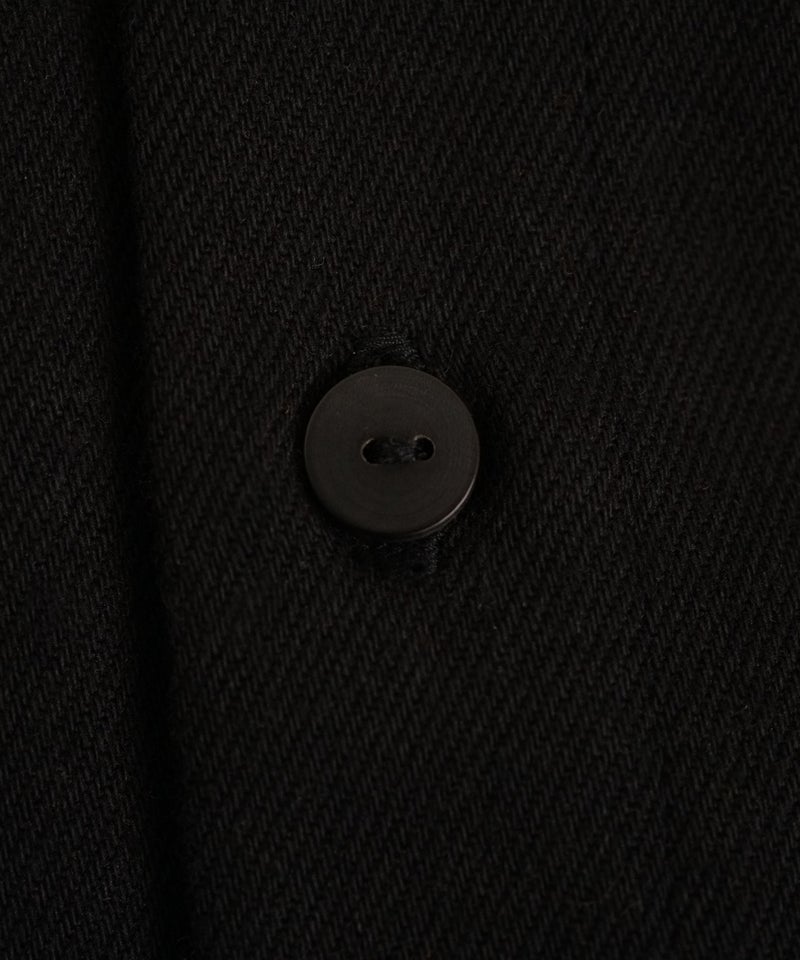 VUm wide stand collar shirts COTTON WOOL / BLACK vu-sht-008