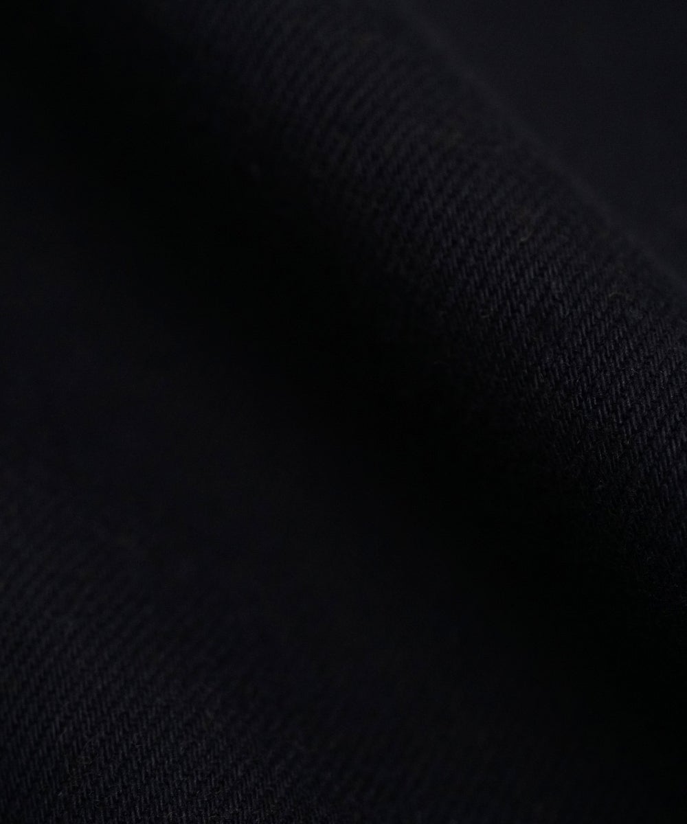 VUm wide stand collar shirts COTTON WOOL / BLACK vu-sht-008