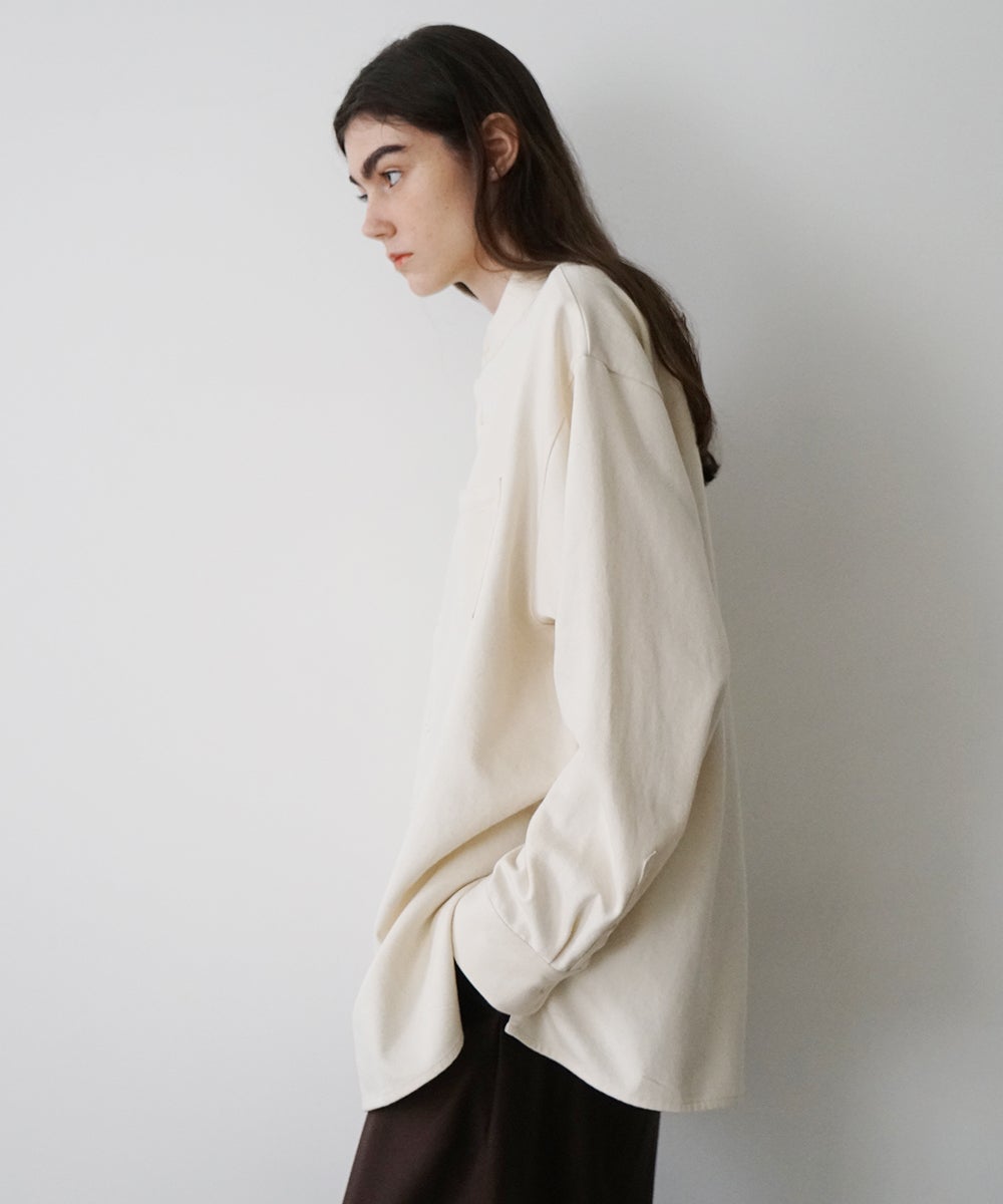VUm wide stand collar shirts COTTON WOOL / WHITE vu-sht-008