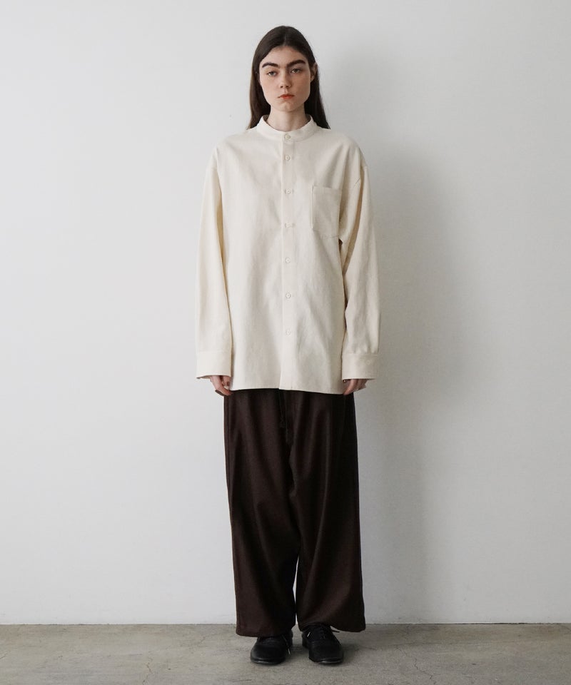 VUm wide stand collar shirts COTTON WOOL / WHITE vu-sht-008