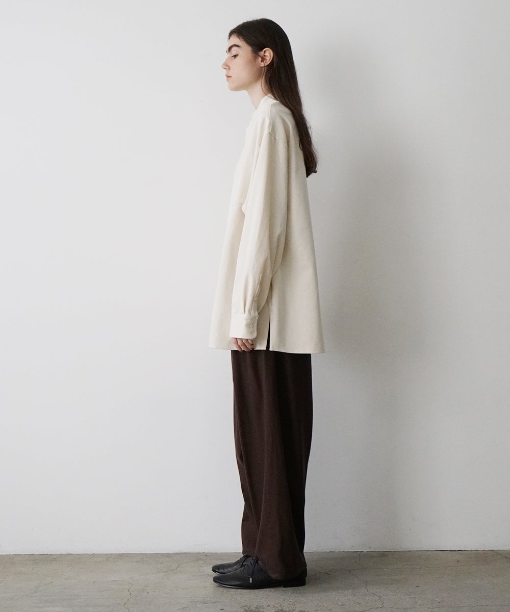 VUm wide stand collar shirts COTTON WOOL / WHITE vu-sht-008