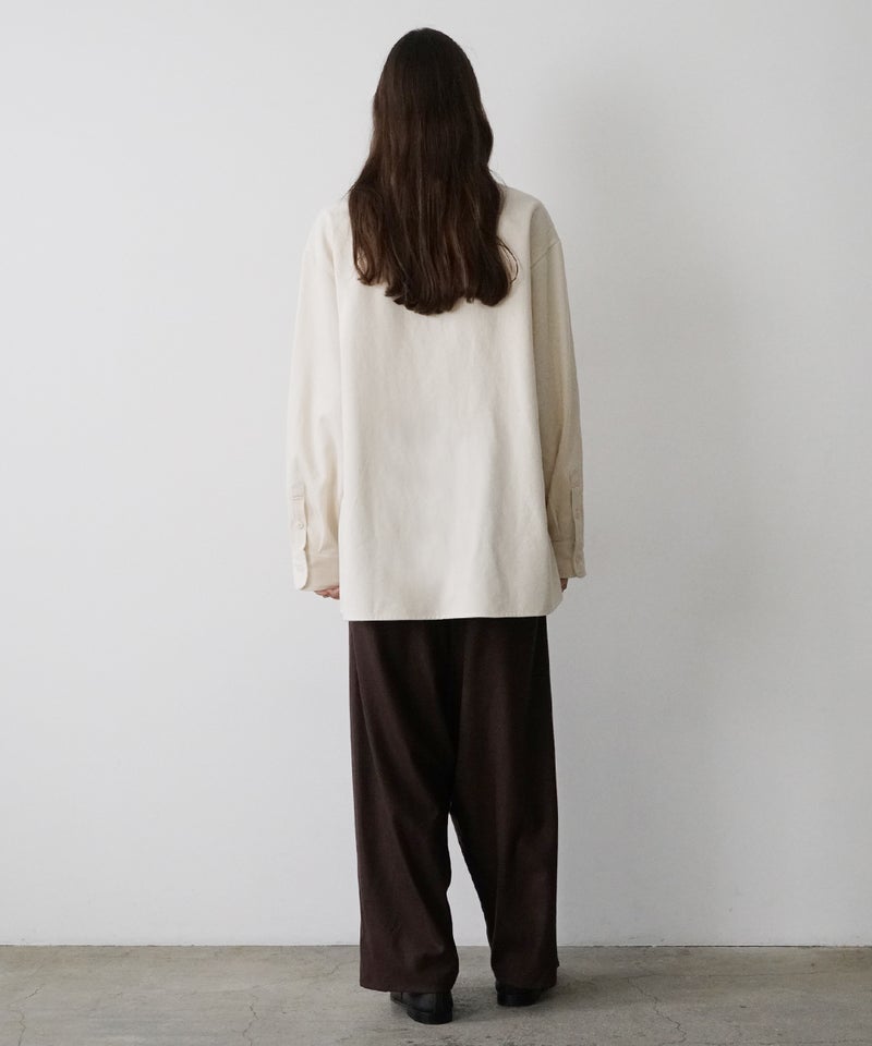 VUm wide stand collar shirts COTTON WOOL / WHITE vu-sht-008