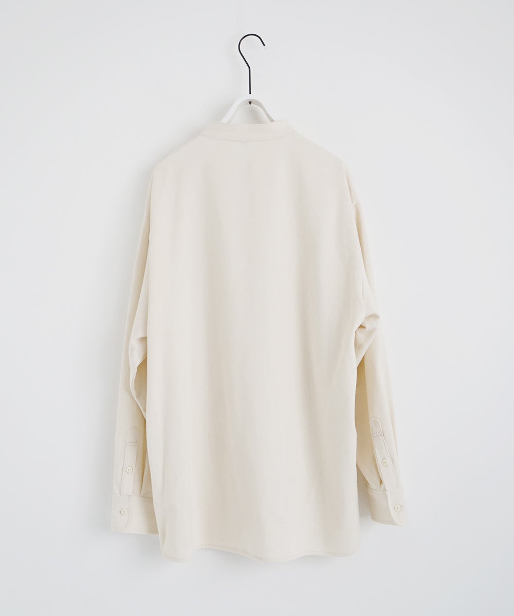VUm wide stand collar shirts COTTON WOOL / WHITE vu-sht-008