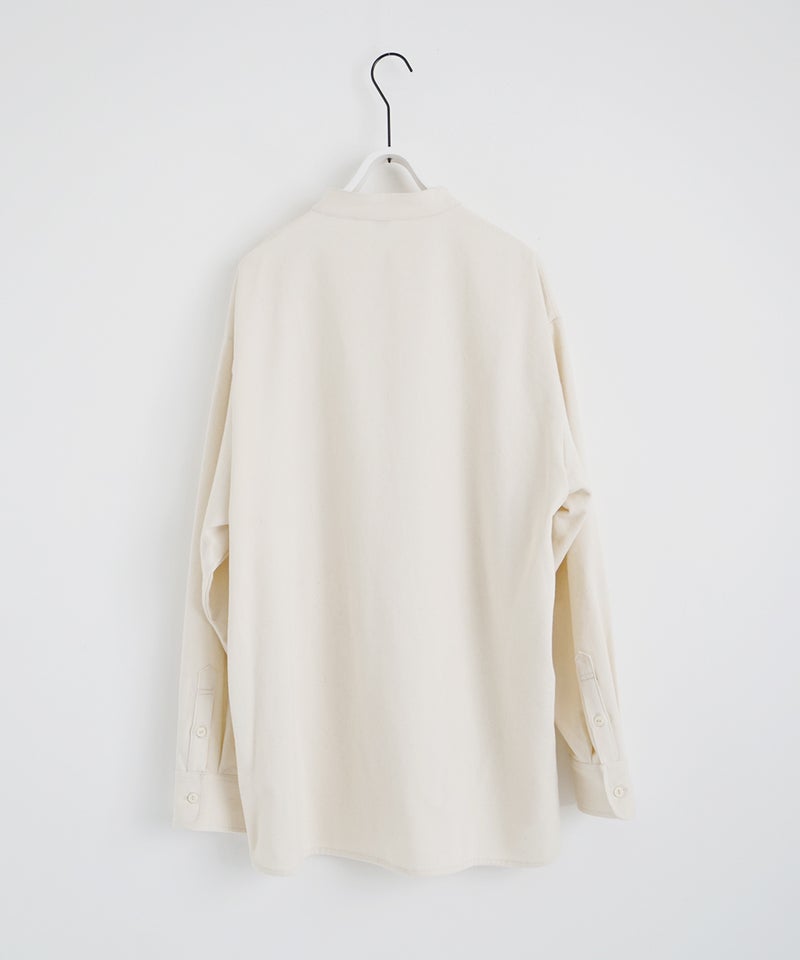 VUm wide stand collar shirts COTTON WOOL / WHITE vu-sht-008