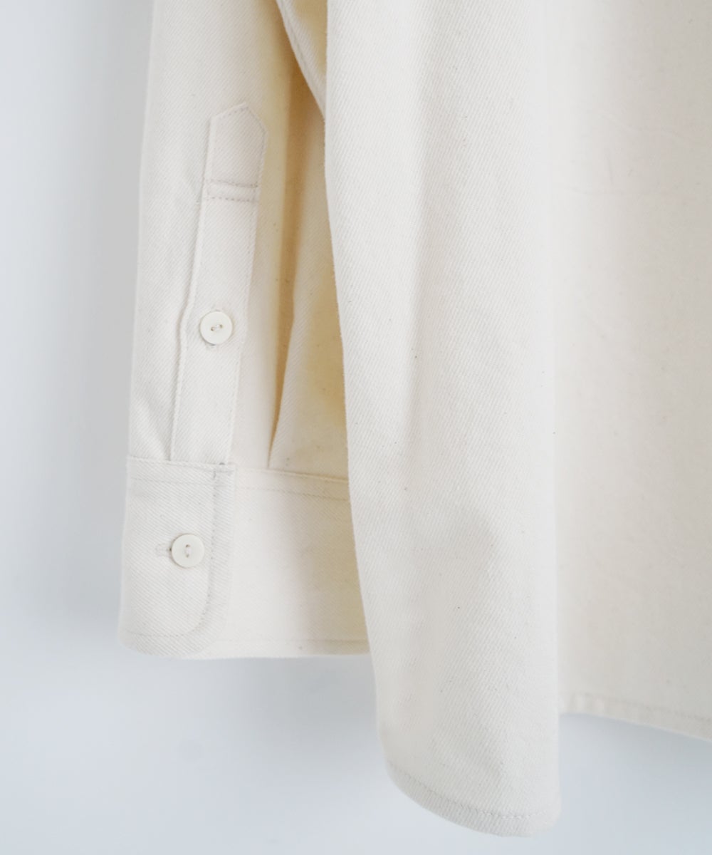 VUm wide stand collar shirts COTTON WOOL / WHITE vu-sht-008
