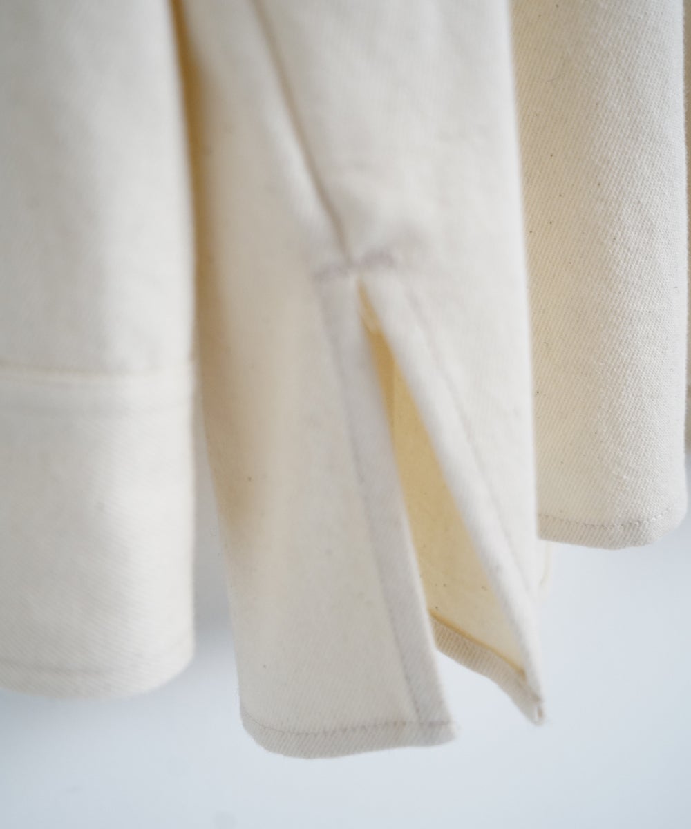 VUm wide stand collar shirts COTTON WOOL / WHITE vu-sht-008
