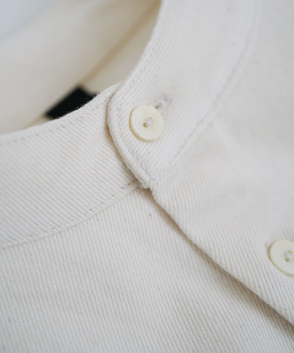 VUm wide stand collar shirts COTTON WOOL / WHITE vu-sht-008
