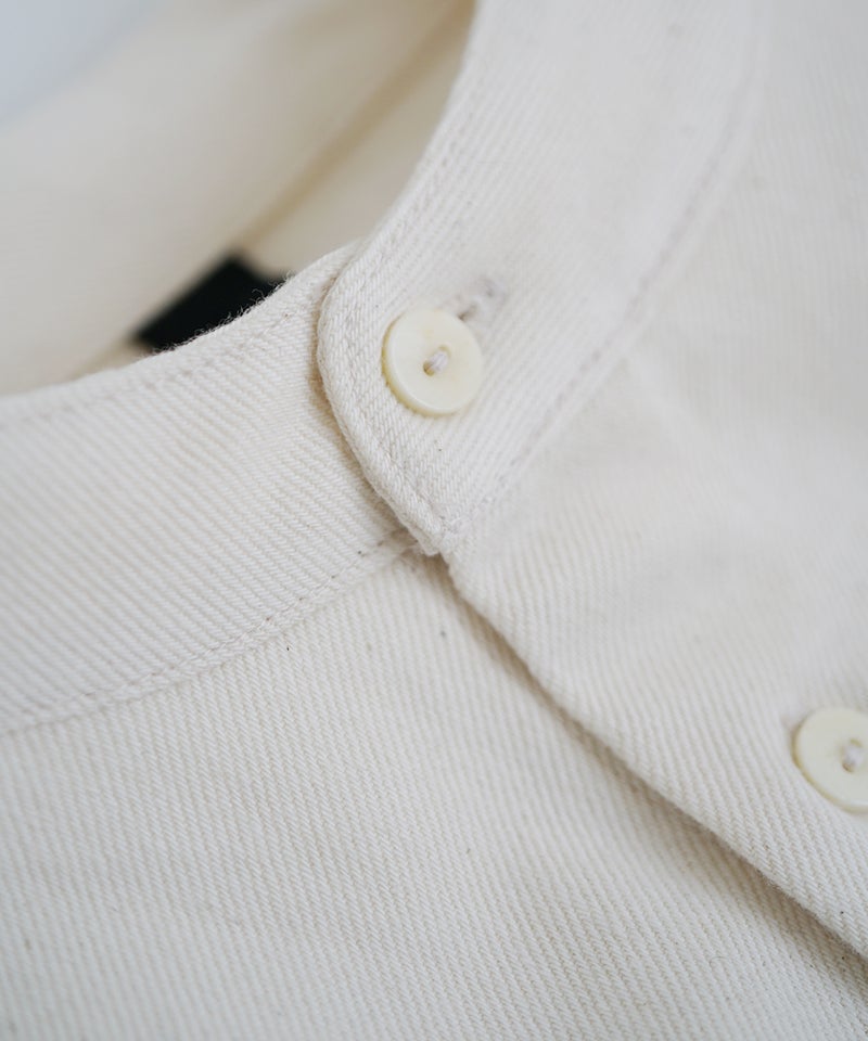 VUm wide stand collar shirts COTTON WOOL / WHITE vu-sht-008