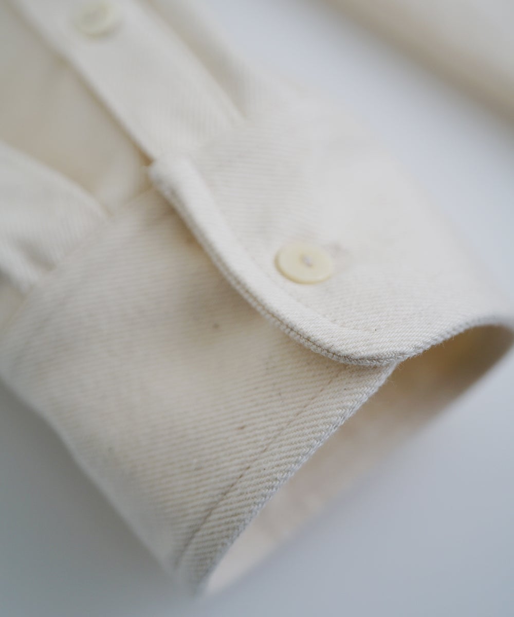 VUm wide stand collar shirts COTTON WOOL / WHITE vu-sht-008