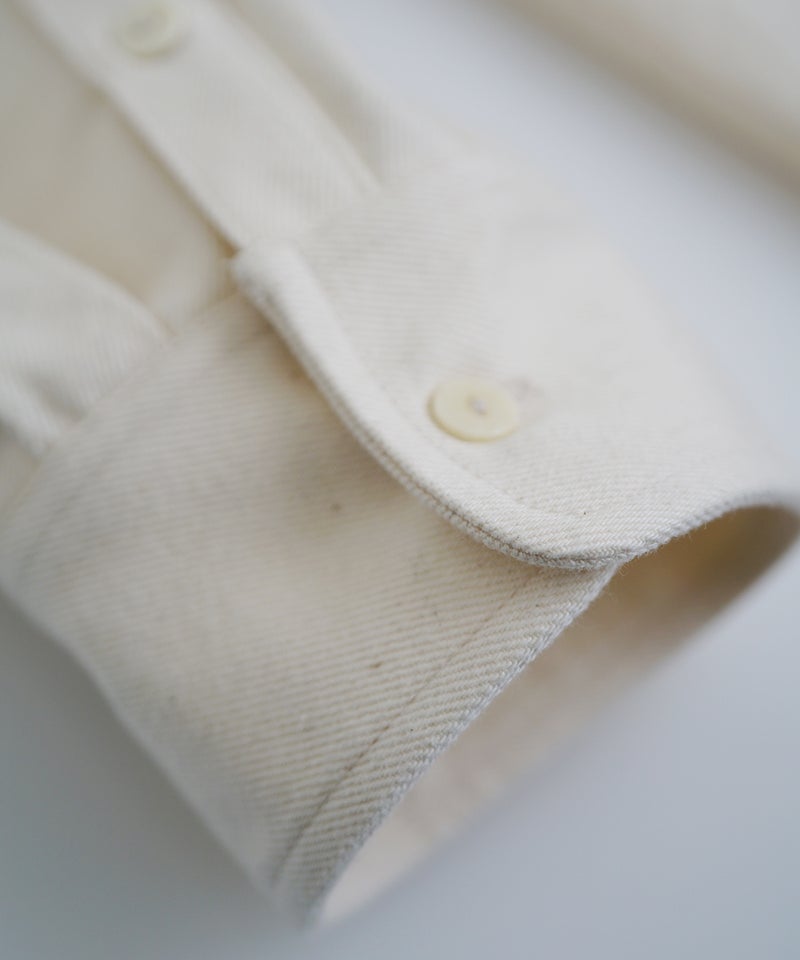 VUm wide stand collar shirts COTTON WOOL / WHITE vu-sht-008