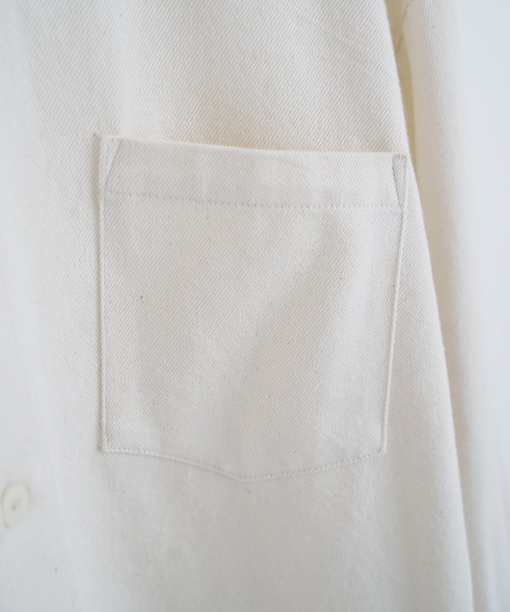 VUm wide stand collar shirts COTTON WOOL / WHITE vu-sht-008