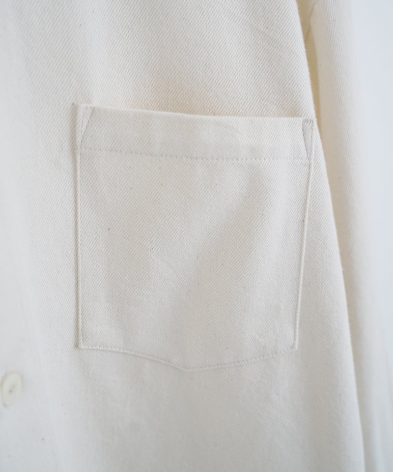 VUm wide stand collar shirts COTTON WOOL / WHITE vu-sht-008