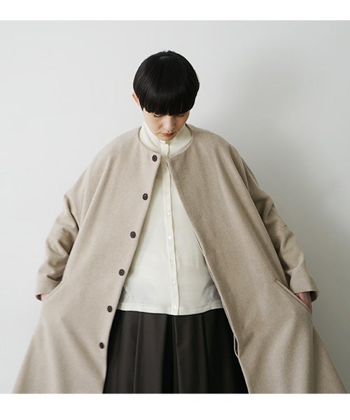 Mochiモチno collar coat [dark mocha/ma22-co-04]