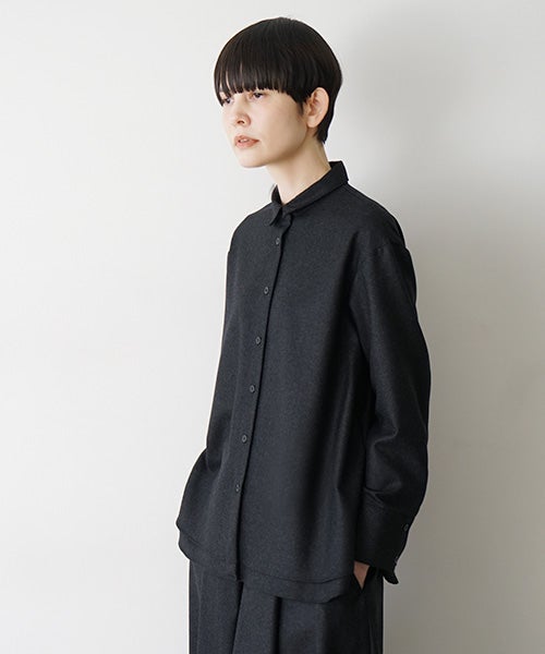 Mochiモチdouble slit shirt [dark gray/ma25-b-01]