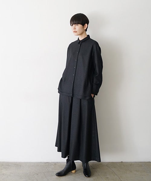 Mochiモチdouble slit shirt [dark gray/ma25-b-01]