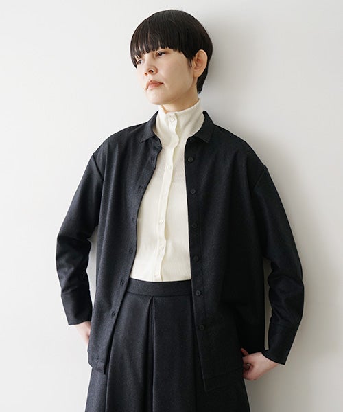 Mochiモチdouble slit shirt [dark gray/ma25-b-01]