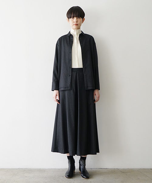 Mochiモチdouble slit shirt [dark gray/ma25-b-01]