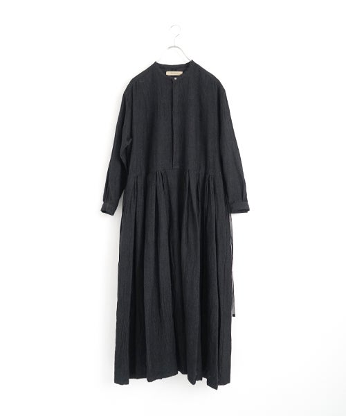 suzuki takayukiスズキタカユキtuck-gathered dress [lint black/A271-18]