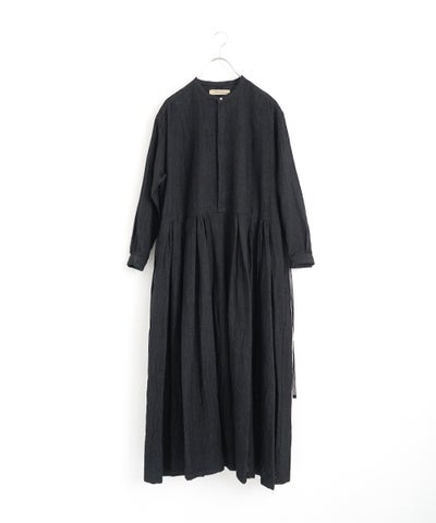 suzuki takayukiスズキタカユキtuck-gathered dress [lint black/A271-18]