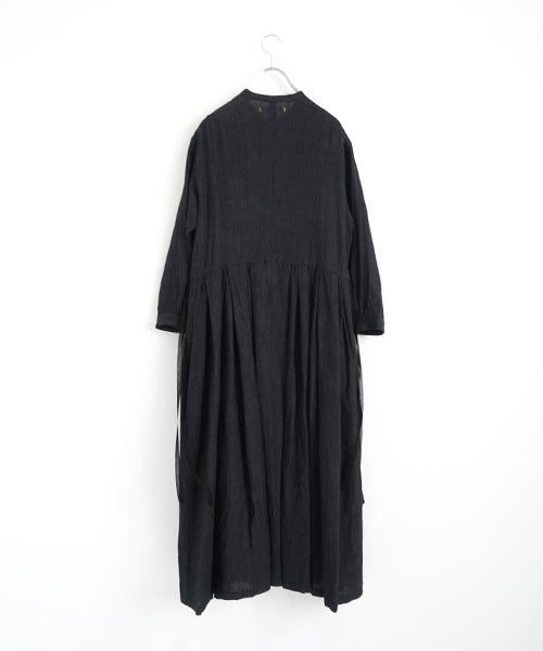 suzuki takayukiスズキタカユキtuck-gathered dress [lint black/A271-18]